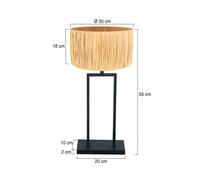 Steinhauer Lampada da tavolo Stang 3857ZW, alghe marine, nero/naturale, H. 55 cm Steinhauer