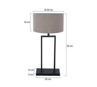 Steinhauer Lampada da tavolo Stang 3860ZW, nero/lino color fango, H. 55 cm Steinhauer