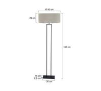 Steinhauer Lampada da terra Stang, nero/lino color fango, altezza 160 cm, E27 Steinhauer