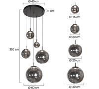 Steinhauer Lampada LED a sospensione Bollique, a 5 luci. rotonda, nera, vetro Steinhauer
