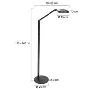 Steinhauer Piantana LED Ringlux, nera, metallo, regolabile Steinhauer