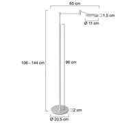 Steinhauer Piantana LED Soleil, colore acciaio, metallo, dimmer Steinhauer