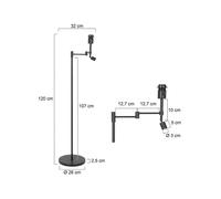 Steinhauer Piantana Stang, lampada a LED da lettura, nero/naturale in vimini Steinhauer