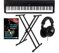 Steinmayer P-60 SM Pianoforte da palco Stage Set - 88 tasti, azione a martello, dinamica a tocco - Incl. supporto per tastiera X, cuffie & alimentatore - Nero
