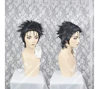 Steins Gate Rintarou Okabe Nero Short Slick Back Layered Resistente al calore Capelli sintetici Puntelli Cosplay Halloween + Cappellino parrucca gratuito