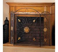 StejaR Parascintille Parafuoco Pieghevole Divisorio per Camino Nero e Oro, Pannello ad Arco Parascintille con Decoro Intagliato Cavo, Recinzione per Bruciatore a Legna Comfortable Anniversary