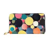 STejar Pittura astratta del portafoglio delle donne dei cerchi, pochette di grande capacità di pelle, pochette del telefono cellulare delle donne, titolare della carta di credito., nero, taglia unica,