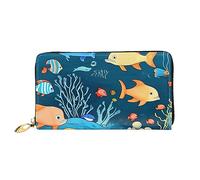 STejar Portafoglio da donna blu subacqueo World Of Fish, pochette in pelle di grande capacità, pochette per telefono cellulare da donna, porta carte di credito., nero, taglia unica, moderno, Nero ,