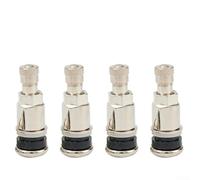 Steli della valvola per pneumatici in lega cromata, con design a bullone, per cerchi in acciaio e lega, confezione da 4, colore argento, adatto per foro valvola standard da 11,3 mm, 80 psi/5,5