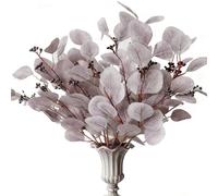 Steli di eucalipto fiori artificiali lunghi argento foglie di dollaro finto bouquet rami decorazione per la casa composizione floreale matrimonio tavolo festival fattoria feste Halloween Deco (marrone