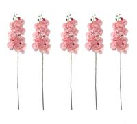 Steli di orchidee Phalaenopsis, confezione da 5 fiori artificiali progettati per uso decorativo, con consistenza realistica e foglie verdi, da esporre tutto l'anno (rosa sakura)