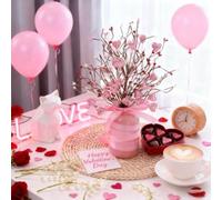 Steli floreali di San Valentino, talee di bacche rosse a forma di cuore, confezione da 5 pezzi per decorazioni domestiche e appuntamenti (3)