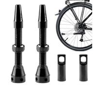 Steli Valvola Presta Tubeless in Lega di Alluminio con Cappucci e Strumento Rimozione Nucleo Valvola - Nero, 40 mm, Coppia - Design di Qualità per Cerchi Bici Senza Camera d'Aria