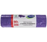 Stella 009916 Sacchi della spazzatura con coulisse, 90 l, 10 pezzi, profumo di lavanda, sacchetti per la spazzatura per la spazzatura domestica e ufficio, realizzati in pellicola LDPE/in granulato