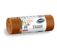 Stella 035175 - Sacchetti per la spazzatura con manici per la separazione dei rifiuti organici, 60 l, 14 pezzi, per la spazzatura e l'ufficio, in pellicola di ribalta LDPE, colore: Marrone