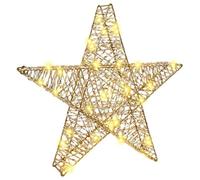 Stella 3D con 50 LED bianco caldo, materiale PET, 55 x 52,5 x 9 cm, alimentata tramite USB, moderna decorazione natalizia per soggiorno, finestra, Avvento e atmosfera festosa