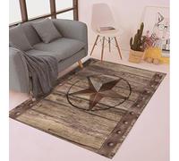 Stella A Cinque Punte In Legno Retrò Tappeto Stampato In 3D Decorazioni Per La Casa Morbida Flanella Tappeto Da Letto Per Gioca Un Tappeto Gattonare Per Soggiorno, 100 X 150 Cm /2377842489021