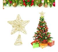 Stella Albero Di Natale in Plastica,20x25cm Metallico Glitterato Stella Punte,Stella Puntale per Albero Di Natale,Decorazione Christmas Tree Topper Decoration Star,Oro,1 Pezzo