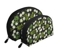 Stella alpina svizzera floreale, Borsa per trucco a conchiglia Portamonete da donna Borsa da toilette piccola Borsa per cosmetici 2 pezzi