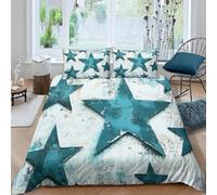 Stella Blu Copripiumino Una Piazza e Mezza 200x200 3D Stampa Biancheria da Letto 220 x 240 3 Pezzi Decorazioni Murali in Stile Country Set Copripiumino Microfibra Copri Piumino e 2 Federa M.200