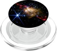 Stella brillante blu e nebulosa rossa nello spazio cosmico PopSockets PopGrip per MagSafe