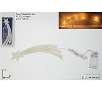 Stella Cometa Luminosa 5 LED Bianca Batteria Puntale Albero Natale 19 cm
