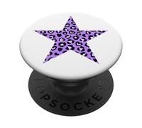 Stella con stampa a cuore leopardato viola e nero PopSockets PopGrip Adesivo
