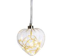 Stella Cuore di vetro 458-20 con 16 mini luci di vetro trasparente e cavo 13 x 13 centimetri