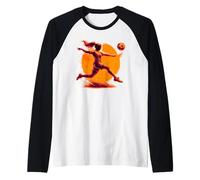 Stella del calcio femminile che colpisce con feroce determinazione Maglia con Maniche Raglan