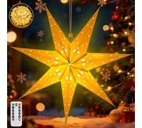 Stella di carta a LED da 45 cm, illuminata da appendere, 3D, per finestre, Natale, dell'Avvento, con luce bianca calda, stelle luminose 3D, stelle di carta bianca