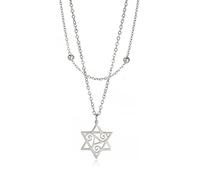 Stella di David Celtic Tripla Spirale Collana a Strati per Donne Uomini in Acciaio Inox Con Stella di David a Tripla Spirale Collana di Gioielli Regalo per la Ragazza (scheggia)