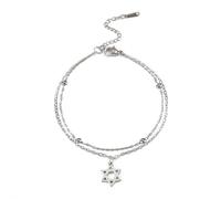 Stella di Davide Bracciale per Donne Uomini Acciaio Inossidabile Stella Ebraica Esagramma Bracciale Regolabile Amuleto Gioielli (argento 2)