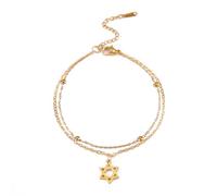 Stella di Davide Bracciale per Donne Uomini Acciaio Inossidabile Stella Ebraica Esagramma Bracciale Regolabile Amuleto Gioielli (oro 2)