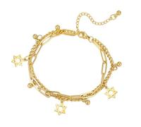 Stella di Davide Bracciale per Donne Uomini Acciaio Inossidabile Stella Ebraica Esagramma Bracciale Regolabile Amuleto Gioielli (oro)