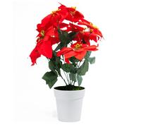 Stella di Natale Artificiale Realistica in Vaso Bianco Elegante - Piante Finte da Interno per Addobbi Natalizi - Disponibile Grande (40cm) o Set 4 Piccole (28cm) (Vaso 16 cm altezza 40 cm)