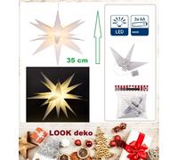 Stella di Natale LED illuminato bianco 3D 35 cm Timer dell'Avvento decorativo