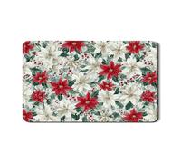 Stella di Natale - Tappetino scolapiatti per bancone della cucina, in gomma assorbente con motivo floreale rosso, tappetino scolapiatti invernale in pelle sintetica per cucina, bar, 30,5 x 50,8 cm