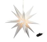 Stella di Natale XXL da appendere per esterni, 100 cm, luce bianca calda, illuminata con timer, illuminazione natalizia per esterni, cablata con alimentatore di rete