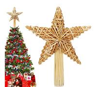 Stella di paglia per albero di Natale, 20 x 30,5 cm, punta per albero di Natale, in paglia, albero di Natale a stella, pizzo fatto a mano, per alberi di Natale di qualsiasi dimensione