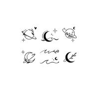 Stella e luna con piccoli adesivi per tatuaggi freschi, adesivi per tatuaggi semipermanenti impermeabili e duraturi con erbe, simpatico bastone da polso femminile