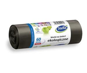 Stella EKO 004164 - Sacchetti per la spazzatura da 60 l, confezione da 10, per rifiuti domestici, ufficio, in pellicola di polietilene a bassa densità di polietilene a bassa densità, colore: nero