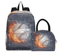 Stella Fuoco Baseball Zaini Studenti Borsa per il Pranzo al Sacco Set Scolastico Zaino Borsa per il Pranzo per Bambini Ragazzi