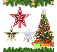 Stella Glitterata per Albero di Natale,3 PCS Stella per Albero di Natale,Puntale per Albero di Natale,Stella Brillante,Albero di Natale Topper,Decorazione Natalizia per La Punta dell'Albero
