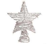 Stella in ferro accentata in rattan per alberi di Natale con un'estetica senza tempo e robusta struttura (argento)