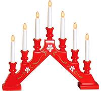 Stella, in legno, 7 ", modello: Sara, con decorazione a forma di candeliere, colore: rosso