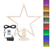 Stella LED di Natale con Base h 55cm in Legno Sbiancato Smart Multicolore RGBWW onforme]