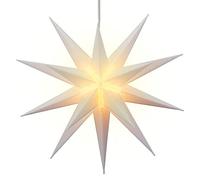 Stella luminosa 3D bianca in PVC LED XL da appendere, illuminata con funzione timer, incl. LED SMD Ø 60 cm, per esterni IP44