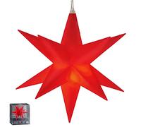 Stella luminosa 3D rossa con 12 denti da appendere, diametro di 11 cm, funzione timer, cavo di alimentazione da 3 m, decorazione natalizia (1 stella a LED rossa)