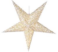 Stella luminosa di carta 75 cm - 15 LED/Timer - Stella di Natale da appendere gold