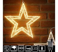 Stella Luminosa di Natale 3D in Metallo con 2400 LED luce calda Larghezza 70 cm